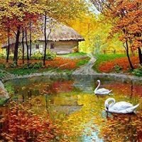 Cuadros de paisajes con cisnes